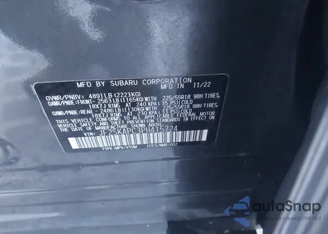 2023 Subaru Forester Limited from USA, damaged, VIN JF2SKAPC3PH415724